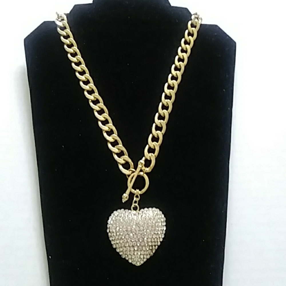 Fun Rhinestone Heart Necklace